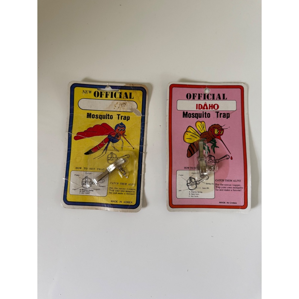 Vintage Official Mosquito Trap Gag Gift Lot of 2 Idaho Novelty Prank Kitsch